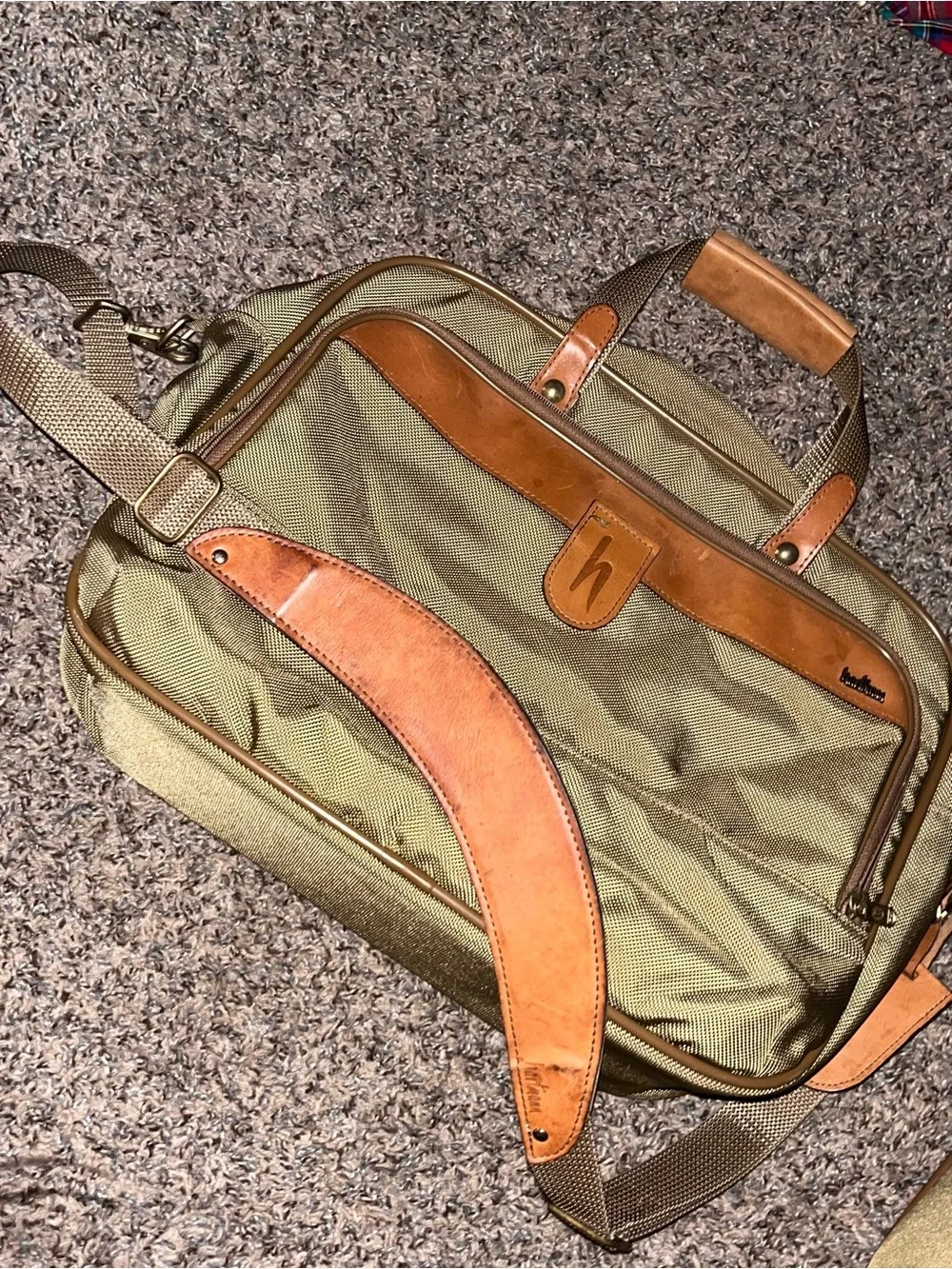 Vintage Hartmann Rolling Suitcase & Messenger Bag Set – Olive & Tan Leather